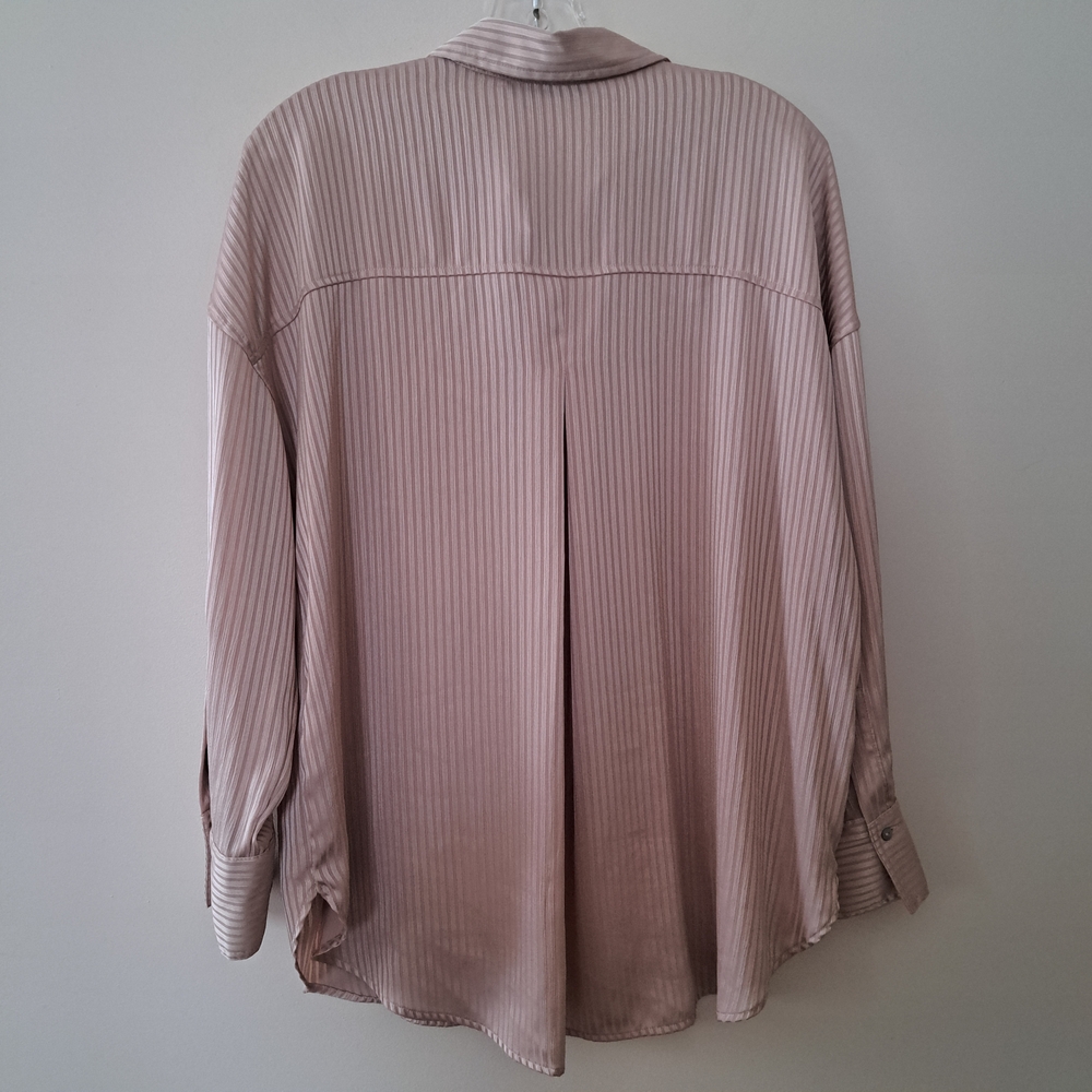 Zara Women's Soft Pink Tone On Tone Pinstripe Blouse - Picture 6 of 9